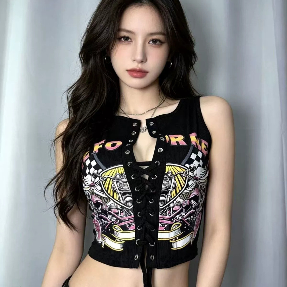 Zara Retro Y2K Sleeveless Symmetrical Print Camisole Slim Fit Top